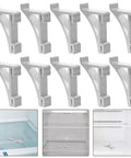 10 Pack Aluminum Freezer Shelf Clips With Polished Surface For Easy Fridge Organization displayed with close-up details