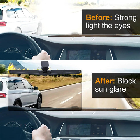 Polarized Sun Visor Extender For Cars With UV400 Blocker And Adjustable Clip On Design Universal Car Visor Extension Before After