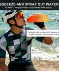 Easy Squeeze Cycling Water Bottle 680 ML Lightweight Bike Hydration Flask with leakproof top shown in use by cyclist.