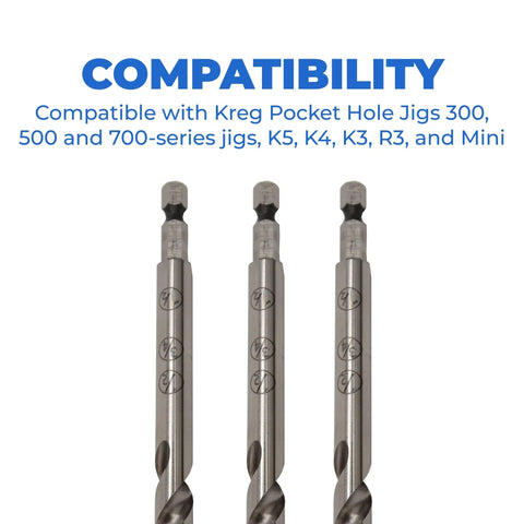 Pro Grade Pocket Hole Drill Bit For Accurate Pocket Hole Joinery With Easy Set Design In High Speed Steel Kreg Compatible