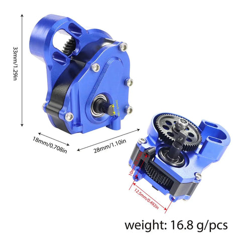 Overdriven Billet Transmission Gearbox for 1/24 RC Crawler Upgrades with Titanium Finish, CNC Machined Aluminum Case, Hardened Steel Gears