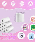 Kids Instant Print Camera Paper Refills 16 Rolls White Thermal Paper For Photo Printer, 236.22 inches