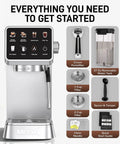 No Stress Touchscreen Espresso Machine With Automatic Milk Frother And 20 Bar Pressure for smooth espresso and americanos on display.