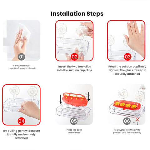Installation steps for Window Hummingbird Feeder With Dual Suction Cups 4 Feeding Ports Easy To Clean And Refill Clear Plastic Hummingbird Feeder For Garden Ideal Gift 10Oz.
