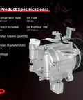 Built Tough Direct Swap Air Conditioning Compressor With Clutch Assembly For Subaru Forester Impreza Crosstrek showing specifications and design details.