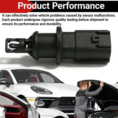 Top Shelf Intake Air Temperature Sensor Iat No Sweat Install Compatible With Chrysler Pt Cruiser Sebring Dodge Caliber Grand Caravan Jeep Compass Patriot Auto 4606487Aa Ab, black sensor viewed from the side.