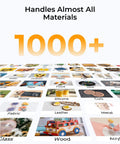 Ultra Dope 4 In 1 Craft Machine materials list with 1000+ options like vinyl, leather, metal, and wood for laser engraving and more.