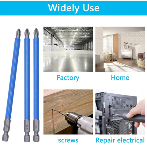 PH2 Magnetic Drill Bit Set With Anti Slip Screw Extractor And Magnetic Screwdriver Bits shown in use for factory, home, and electrical repair