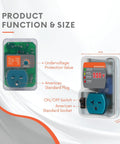 Heavy-Duty 20A 4400W Surge Protector With Smart Circuit Plug And Outlet Saver For Refrigerator And AC showing plug and interface