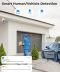 Smart home 4K Outdoor Security Cameras Pack Of 2 With PoE Dome Design monitoring delivery and car.