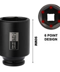 Beefy 4 Piece 1/2 Inch Drive Deep Impact Socket Set 6 Point CR-MO Chrome Moly Shows 1-13/16 Inch Socket with Laser Size Marking