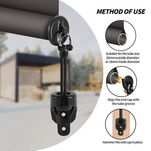 Sun Shade Replacement Parts Kit With Heavy Duty Reinforced Tie Downs And End Caps With Rings, Weather Resistant, Kit Directions