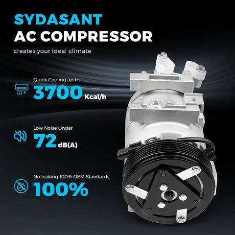 Top Grade AC Compressor Replacement For Nissan Altima And Rogue 2.5L Models 2007 To 2020 Vcs 14Ec Style Air Conditioning side view with black pulley.
