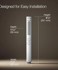 Shift Square Two Function Handshower With 1.75 GPM Flow Polished Chrome Finish dimensions shown for height, depth, width