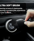 Ultra soft detail brush from 7 Piece Must Have Car Detailing Brush Kit with Boar Hair Bristles cleaning car dashboard screen
