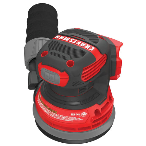 Top view of V20 Cordless 5 Inch Orbital Sander Bare Tool With 12,000 OPM showing lightweight low profile design and onboard dust bag