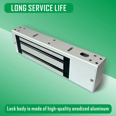 Beefed Up Heavy Duty Electric Magnetic Lock With 500Kg Holding Force For Single Door Dual 12V DC And 24V DC, anodized aluminum