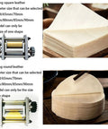 Automatic Dumpling Skin Maker 140W Electric Dough Processor With Slick Waterproof Housing For Zero Mess And Knockout Round Wrappers, showcasing square and round dough sheets.
