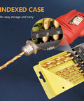 Top Shelf 8 Piece Metric HSS Drill Bit Set For Wood And Plastic With Heavy Duty Yellow Index Case, 3mm to 10mm drill bits displayed.