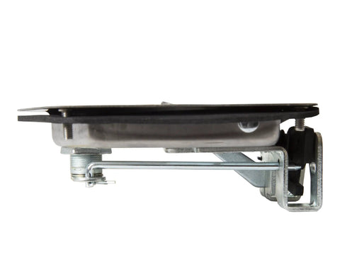 Heavy Duty Stainless Steel Rotary Paddle Latch With Hidden Stud Mount And Shut And Go Lock For Truck Toolbox Handles side view with mounting hardware.