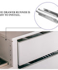 Two Pack Drawer Slide Rails With Silent Buffer And Soft Close displayed with open drawer installation on desk cabinet