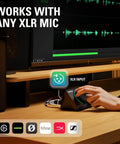Wave XLR MK2 USB Audio Interface And DSP Mixer For XLR Microphones in use with PC, showing XLR input connection on a desk.