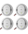 Hardwired Smoke And Carbon Monoxide Detector 4 Pack With Voice Alerts, Interconnectable, LED Indicators, AA Battery Backup display