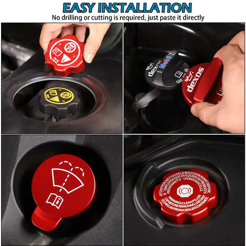 Chevrolet Corvette C8 Engine Cap Trim Set 4Pcs Aluminum Alloy Oil Cap Radiator Cap Washer Cap Brake Fluid Cap Cover In Red