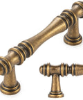 Close-up of 3-inch antique brass cabinet pull from 30 Pack 3 Inch Antique Brass Cabinet Pulls Set For Kitchen Cabinets, Drawers, Dressers And Cupboards