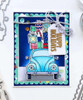 Rectangle Frame Metal Die Cuts Set with Scalloped Edges and Stitched Nesting Tags for DIY Scrapbooking on holiday card