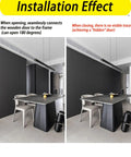 Installation effect of 3 Pack Black Concealed Hinges For Invisible Secret Doors Heavy Duty Steel Hidden Hardware.