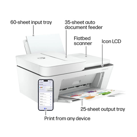 DeskJet 4255e Wireless All-In-One Color Inkjet Printer With Scanner And Copier For Home Use 2.4GHz WiFi Only