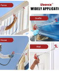 Nifty 16 Piece Airless Paint Sprayer Gun Kit With 3600 Psi Pressure in use on fence, house, wall, and graffiti surfaces.