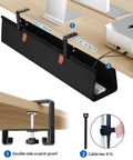 No Drill Under Desk Cable Management Tray 30 Inch Cord Organizer with Table Clamp or Screw Mount, shown installed with cables