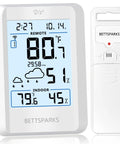 Indoor Outdoor Wireless Weather Station With 330 Foot Range No Fuss Digital Hygrometer Thermometer Battery Powered Temperature Gauge Humidity Monitor Clock And Backlight Inside Outside Readings On A Big Four Inch Display showing temperature and humidity readings.