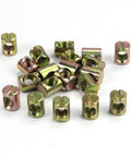 20 Pack M6 Slotted Cross Dowel Nuts Barrel Nuts Kit M6x13mm For Furniture Beds Cribs And Chairs Stainless Steel Corrosion Resistant Replacement Hardware For Easy Assembly And Long Lasting Durability in a cluster close-up.