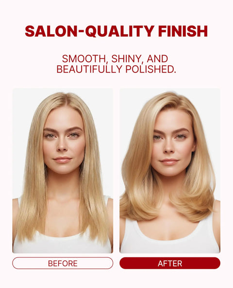 Volumizing 1 Inch Ceramic Flat Iron With VitaC Infused Plates And Curved Plates For Root Volume And Curl results shown on hair
