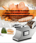 Top Tier Automatic Twist Tie Machine For Food Sealing Bread And Candy Bundling Plus Wire Harness Binding Tool With Durable Aluminum Build and Smooth High Power Transformer Operation, side view with gold wire and packaged food.