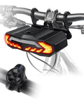 Smart Bike Turn Signals With Slick Rechargeable Front Light And Loud Horn, Waterproof Anti Theft Alarm on handlebars
