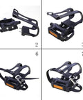 Set of toe clip straps for bike pedals, universal fit cycling toe cages for MTB and road bikes, lightweight nylon, multiple angles
