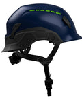 Ultralight Vented Safety Helmet With Modular Brim And Fidlock Buckle 4 Point Comfort Strap Koroyd Breathable Tech Blue Size L XL