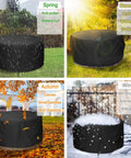 48 Inch Fire Pit Cover For 45 To 48 Inch Round Fire Pits Waterproof Windproof Dustproof UV Resistant Heavy Duty Outdoor Patio Shield Fits Most Fire Pit Tables Black shown in seasonal conditions