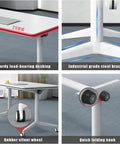 Built Tough Folding Computer Desk With Easy Rollin Locking Casters, showing sturdy load-bearing top and industrial steel bracket.
