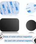 10 Piece Universal Magnetic Car Phone Mount Metal Back Plates In Matte Black showing non-magnetic metal plates with adhesive backing.