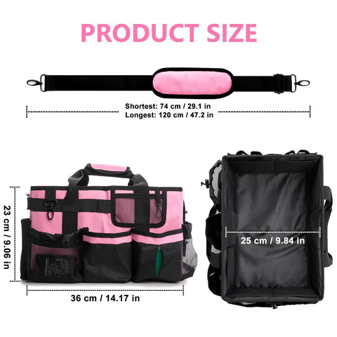 Wearable Cleaning Caddy Bag In Pink With Adjustable Straps And Divider 14 Inch Cleaning Supplies Organizer For Housekeepers And Cleaners Water Resistant Nylon Large Capacity For Easy On The Go Organization, 36 x 23 x 25 cm