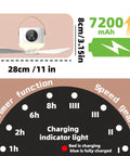 Rechargeable Portable Ceiling And Desk Fan With Light And Remote 11 Inch Camping RV Tent Fan dimensions and charging info