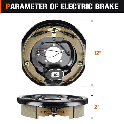 Front view of 12x2 in electric brake drum hub kit for 7,000 lb trailer axle, 8 on 6.5 in bolt circle