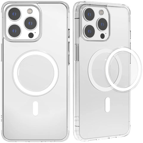 Slick Clear Magnetic Base for PopSocket Grips and iPhone MagSafe Cases shown installed on clear iPhone case.
