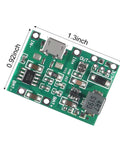 5 Piece 18650 Lithium Ion Battery Charger Module Kit With Holder Plug And Play Micro USB Input Rock Solid Fast Charge Protection Circuit, circuit board with input and output connections.