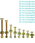 Eight pack of Three Eighths Inch By Six Inch Carriage Bolts With Square Neck And Nylon Lock Nuts, Large Washer Assortment Kit, Galvanized